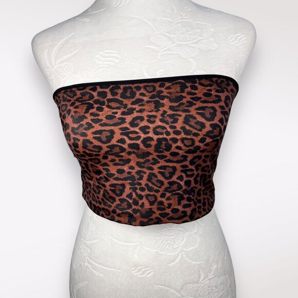 Kendall & Kylie Tops - Kendall & Kylie Cropped Leopard Print Tube Top Small